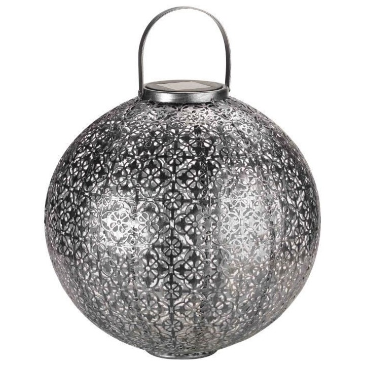 Lanterne solaire Jumbo Damasque en métal ajouré