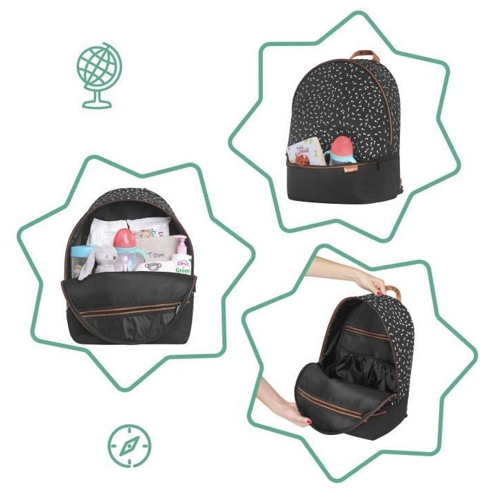 BADABULLE Sac a dos a langer Casual & Go, avec matelas a langer et gra