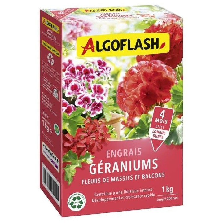 Engrais Géraniums, Fleurs de Massifs et Balcons - ALGOFLASH NATURASOL