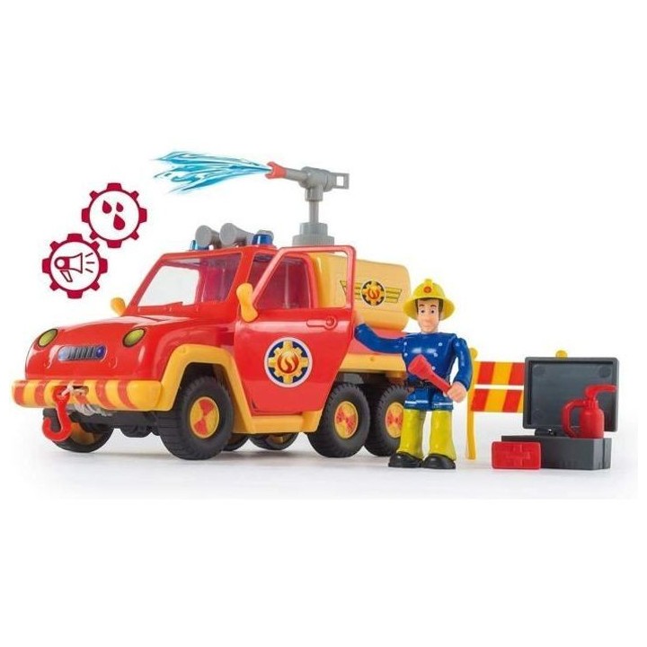 Smoby - Sam le Pompier - Pick Up Vénus - Fonction Lance a Eau - 4 Acc