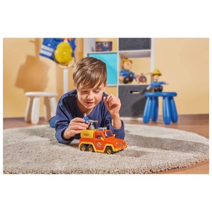 Smoby - Sam le Pompier - Pick Up Vénus - Fonction Lance a Eau - 4 Acc