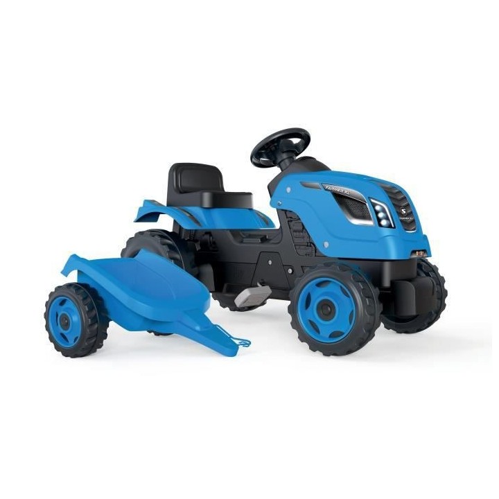 SMOBY Tracteur a pédales Farmer XL + Remorque - Bleu