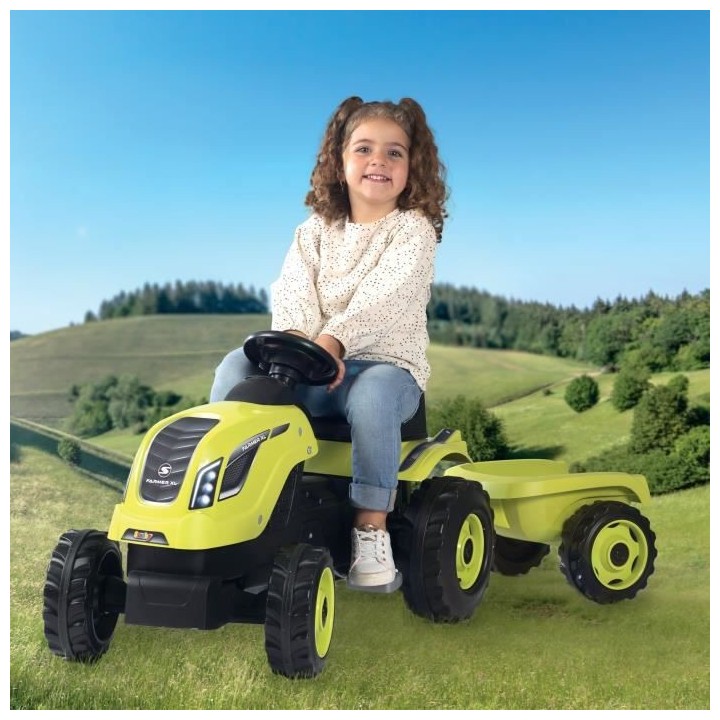 SMOBY Tracteur a pédales Farmer XL + Remorque - Vert