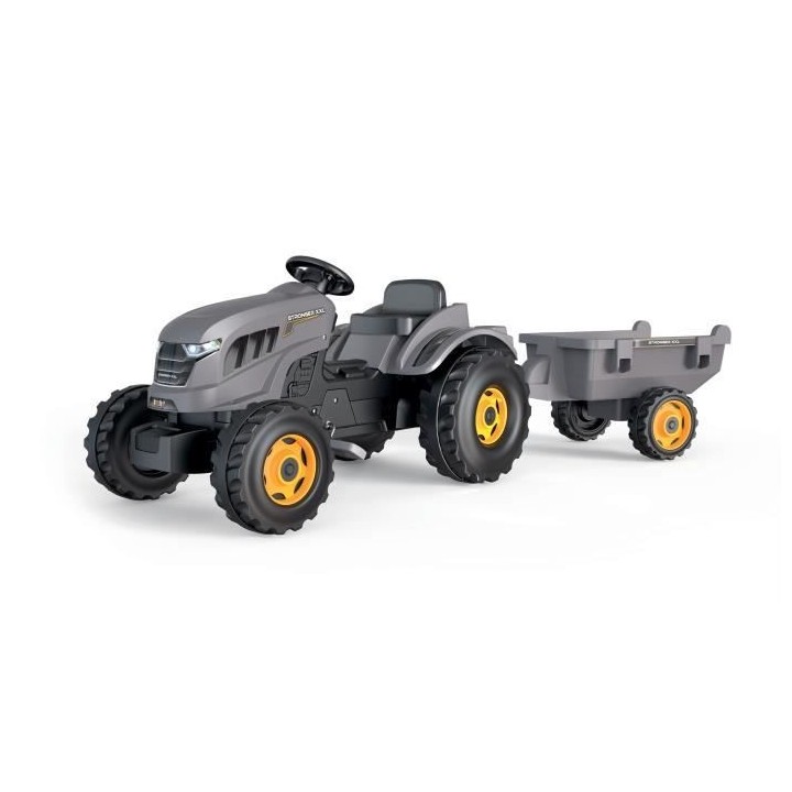 SMOBY Tracteur a pédales Stronger XXL + Remorque - Gris