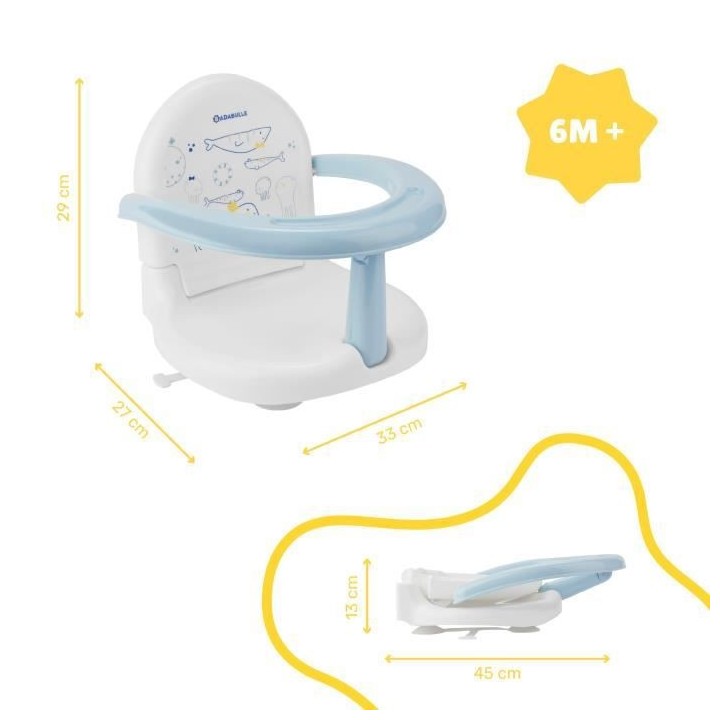 Badabulle Anneau de bain pliable avec dossier, et base anti-dérapante