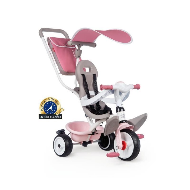 SMOBY Tricycle enfant évolutif Balade Plus - Structure métal - Rose