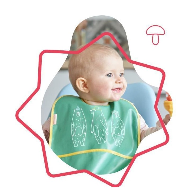 Badabulle Lot de 2 bavoirs souples, Impérméables avec récupérateur