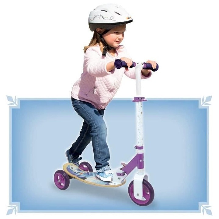 SMOBY - FROZEN Patinette 3 roues pliable - Bois et métal - Guidon ré