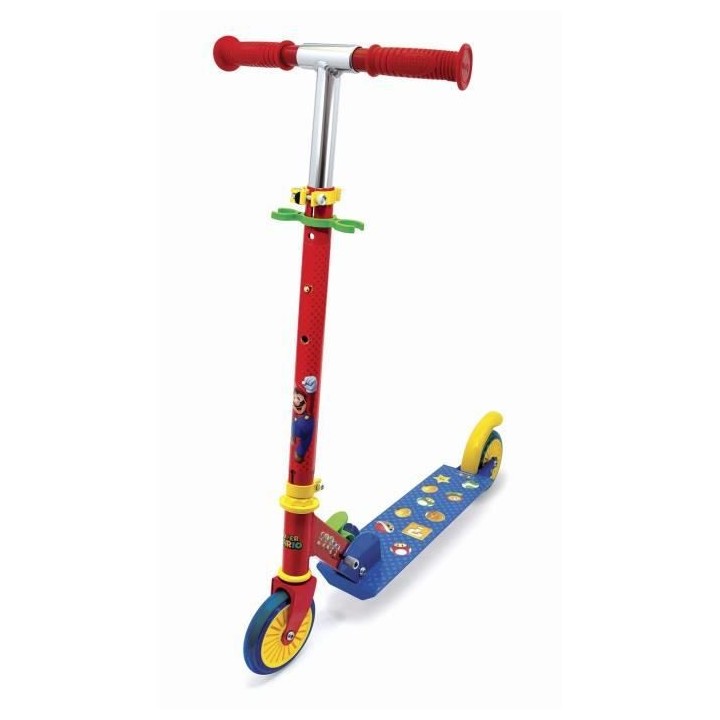 SMOBY - SUPER MARIO Patinette 2 roues pliable - Strucure métale - Gui