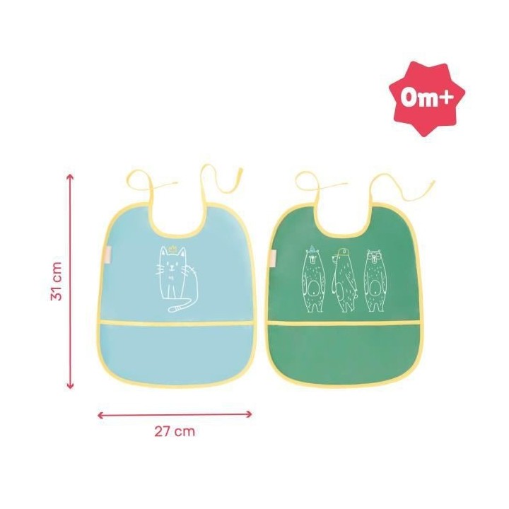 Badabulle Lot de 2 bavoirs souples, Impérméables avec récupérateur