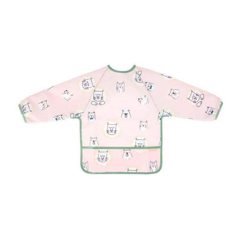 Badabulle Bavoir manche longues, Imperméable, Ajustable, 4 mois a 3 ans, Rose