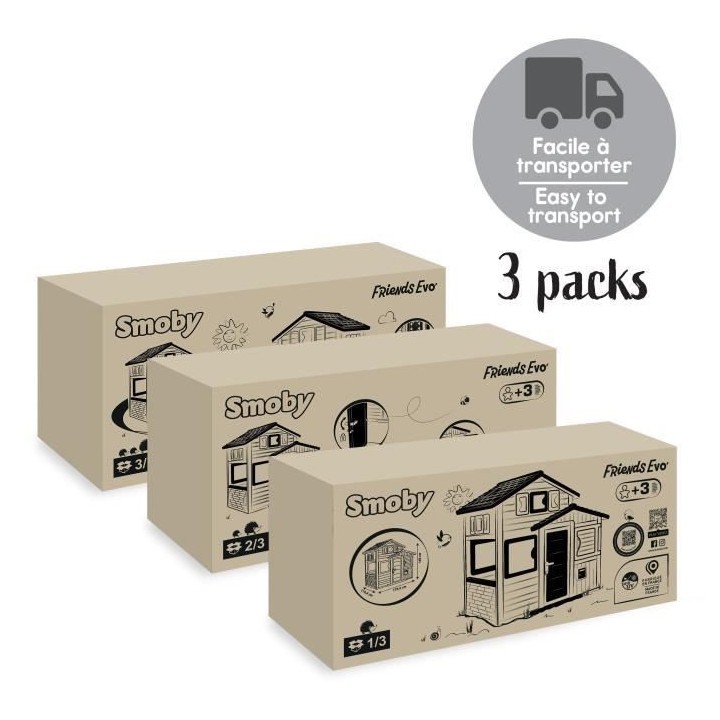 SMOBY Maison Friends House Evo - Anti-UV - 175,4x114,3x162 cm - Compat
