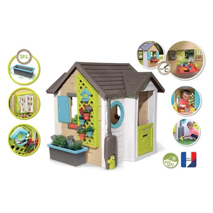SMOBY Maison Garden House + Accessoires jardinage - 128,5x132x135 cm