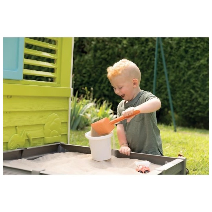 SMOBY Maison Square + Bac a sable ou potager - Bache de fond fournie -