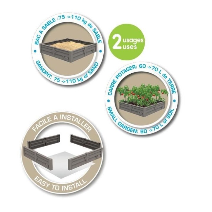 SMOBY Maison Square + Bac a sable ou potager - Bache de fond fournie -