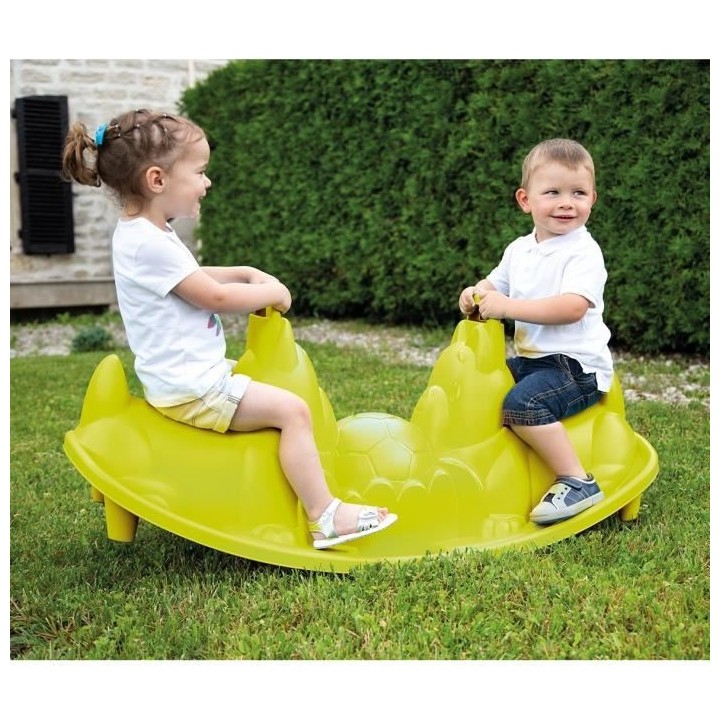 SMOBY Bascule Chien 3 places - Vert - 2 poignées de maintien - Anti-U