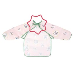 Badabulle Bavoir manche longues, Imperméable, Ajustable, 4 mois a 3 ans, Rose