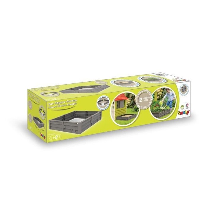 SMOBY Bac Square Garden 2 en 1 : bac a sable et carré potager - 76x76