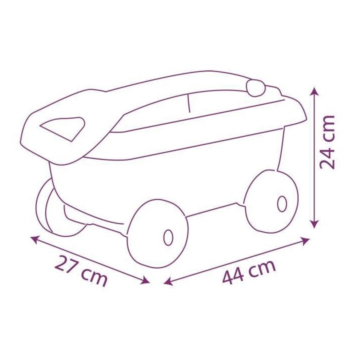 SMOBY - FROZEN Chariot de plage garni : sceau + tamis + râteau + pell