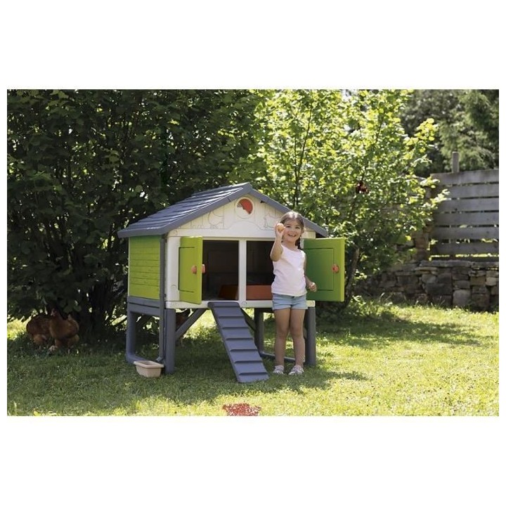 SMOBY Poulailler Cot Cot Cottage pour 5 poules - 159x126x128 cm - Entr