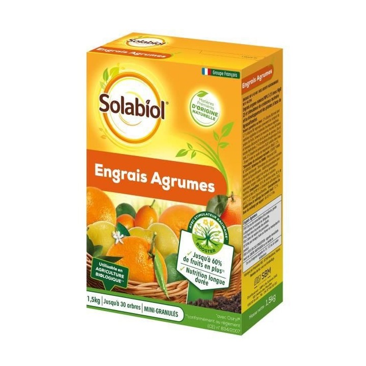 SOLABIOL SOAGY15 Engrais Agrumes 1,5 Kg, Utilisable en Agriculture Bio