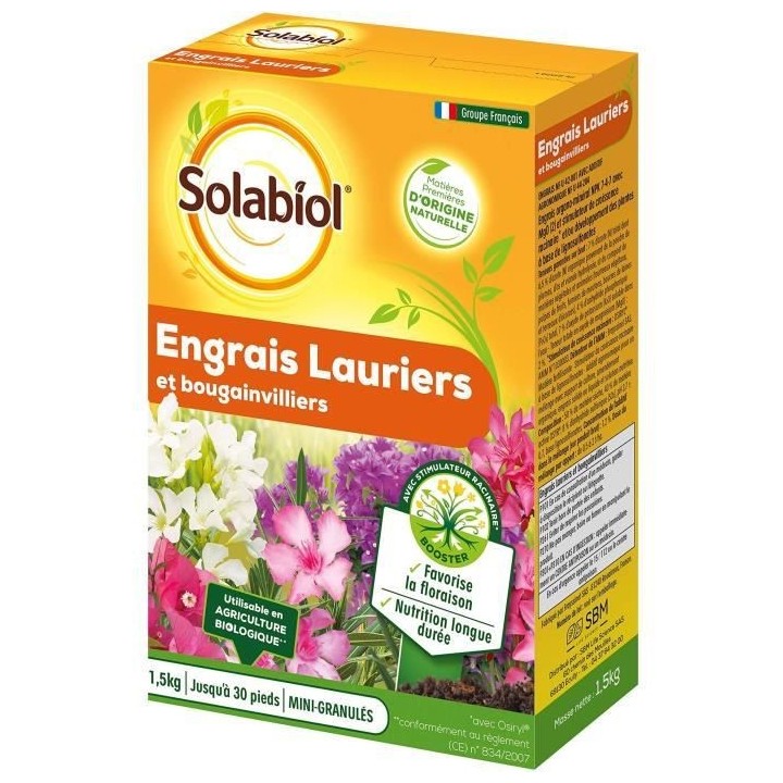 SOLABIOL SOLAURY15 Engrais Lauriers et Bougainvilliers 100% Organique