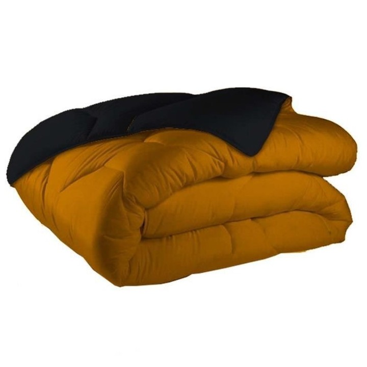 SOLEIL D'OCRE Couette Bicolore - 140 x 200 cm - Moutarde anthracite