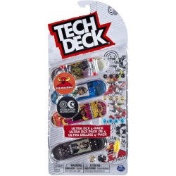 Finger Skate - Tech Deck - Pack 4 Fingers Skates - 6028815 - Authentique Planches a roulettes a customiser 96 mm - Modele aléat