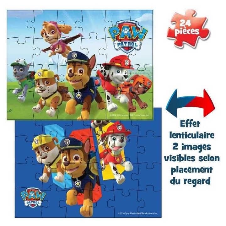 LA PAT' PATROUILLE - Grande Valisette de 2 Puzzles Lenticulaires - 24