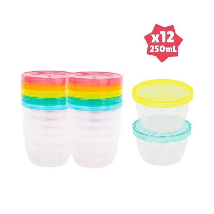 Badabulle Lot de 12 badabowls - Boîtes de conservation gradués 250ml