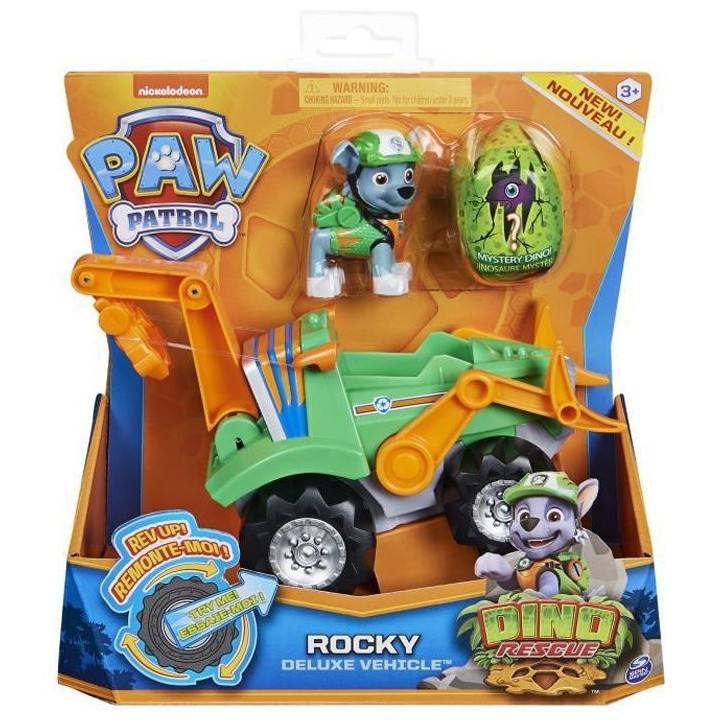 PAT PATROUILLE - VEHICULE + FIGURINE DELUXE ROCKY DINO RESCUE Paw Patr
