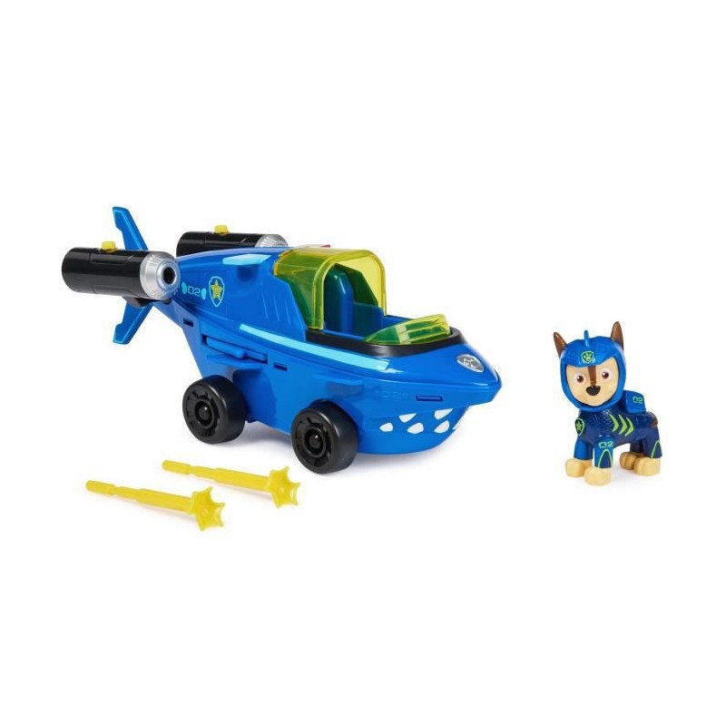 La Pat' Patrouille - Chase - Véhicule + Figurines - La Pat' Patrouille Aqua Pups - Des 3 ans