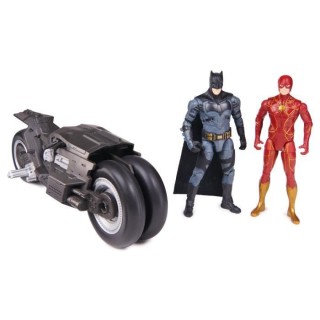 DC Comics - Coffret Moto Batcycle et 2 Figurine 10 cm - Flash et Batma