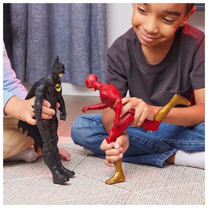 DC Comics - Coffret Moto Batcycle et 2 Figurine 10 cm - Flash et Batma