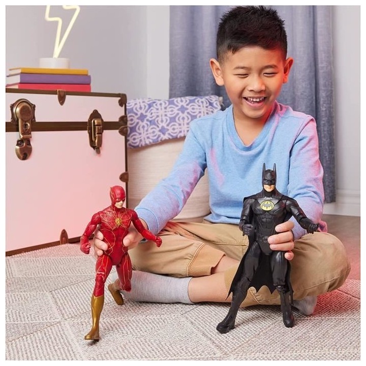 DC Comics - Coffret Moto Batcycle et 2 Figurine 10 cm - Flash et Batma