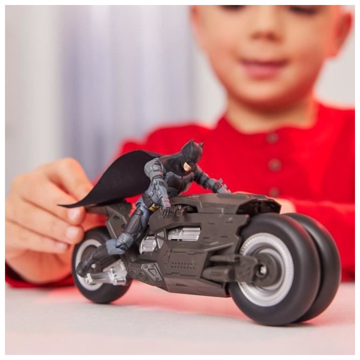 DC Comics - Coffret Moto Batcycle et 2 Figurine 10 cm - Flash et Batma