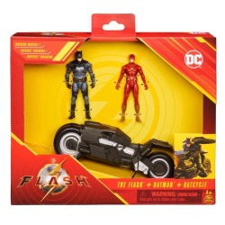 DC Comics - Coffret Moto Batcycle et 2 Figurine 10 cm - Flash et Batman - Des 4 ans