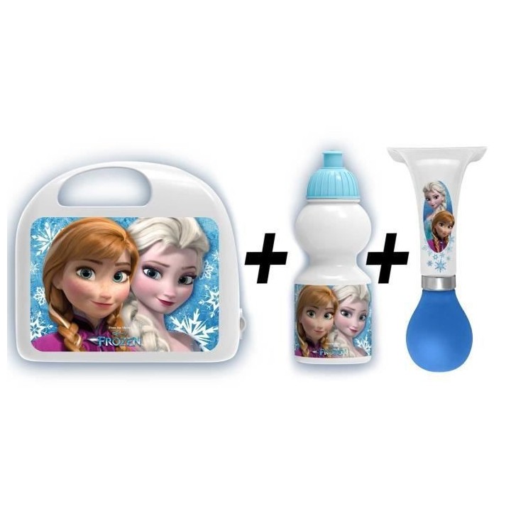 LA REINE DES NEIGES Combo boîte a gouter + bidon + klaxon
