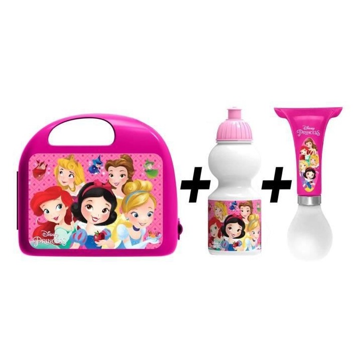 DISNEY PRINCESSE Combo boîte a gouter + bidon + klaxon