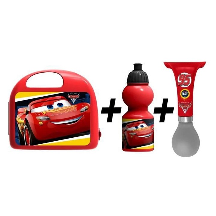 CARS Combo boîte a gouter + bidon + klaxon