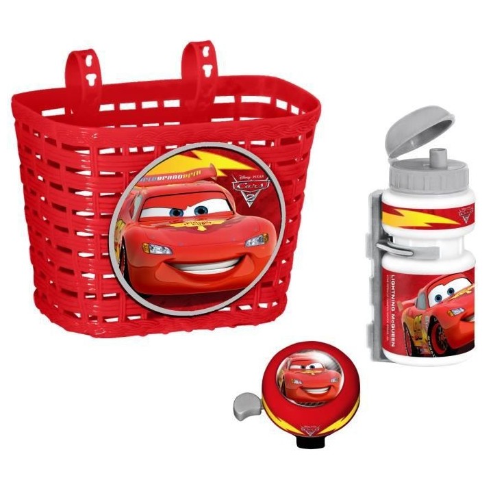 CARS Set Corbeille, Bidon et Sonnette Pour Vélo et Trottinette - Disn