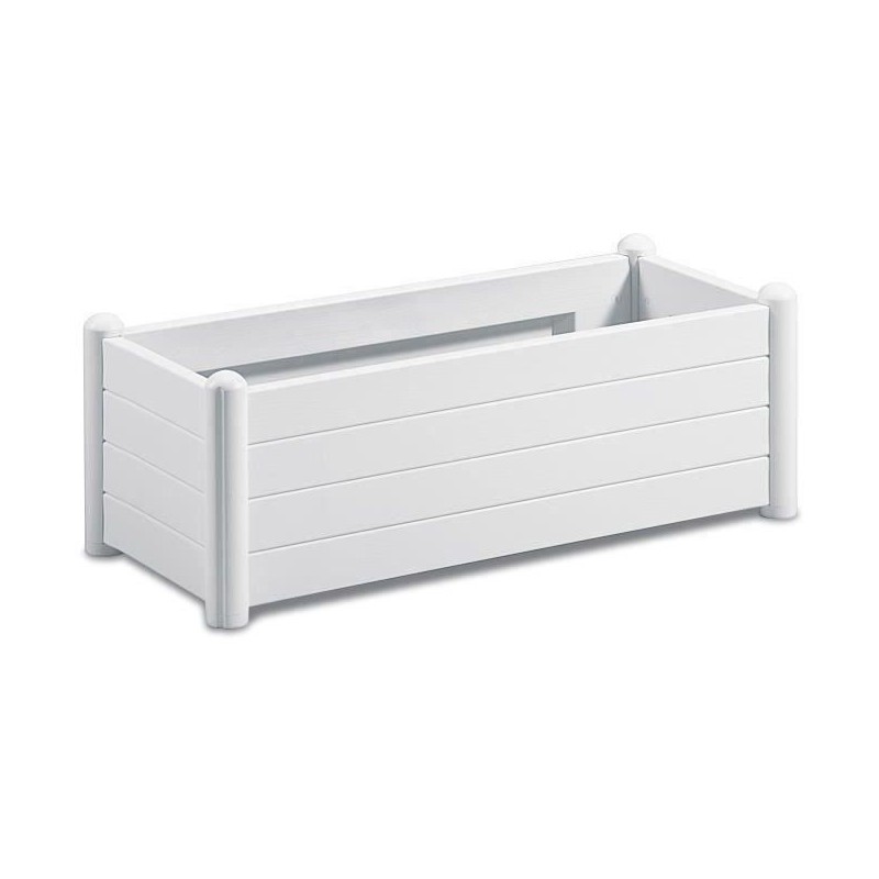 STEFANPLAST Bac a fleurs rectangulaire - Finition en bois - 100x43xH35cm - 80L - Blanc