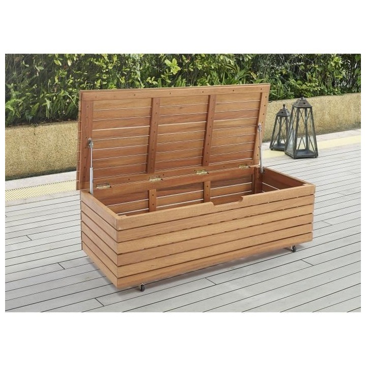 Coffre de rangement jardin en bois exotique d'eucalyptus FSC - 190 L -