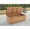 Coffre de rangement jardin en bois exotique d'eucalyptus FSC - 190 L - 48,5 x 109,5 x 37 cm - Avec roulettes - Effet Teck