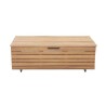 Coffre de rangement jardin en bois exotique d'eucalyptus FSC - 190 L - 48,5 x 109,5 x 37 cm - Avec roulettes - Effet Teck