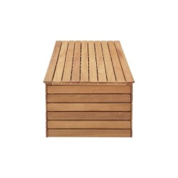 Coffre de rangement jardin en bois exotique d'eucalyptus FSC - 190 L - 48,5 x 109,5 x 37 cm - Avec roulettes - Effet Teck