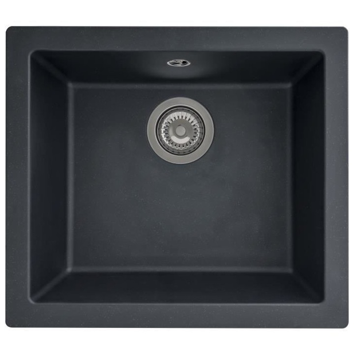 Evier en résine 1 cuve - Noir pailleté - A encastrer ou sous plan -