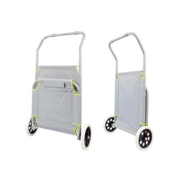 Chaise de plage a roulette SURPASS vert et gris