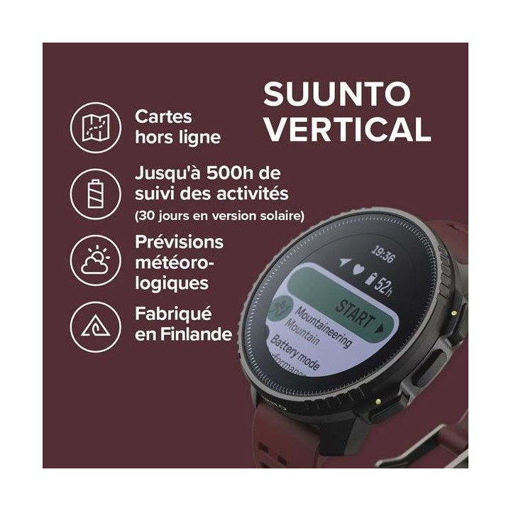 Montre connectée sport - SUUNTO - VERTICAL - Black Ruby