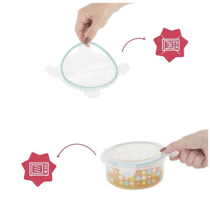 Badabulle MaxiBox, Pots de conservation, 3x300 ml, sans BPA, Couvercle